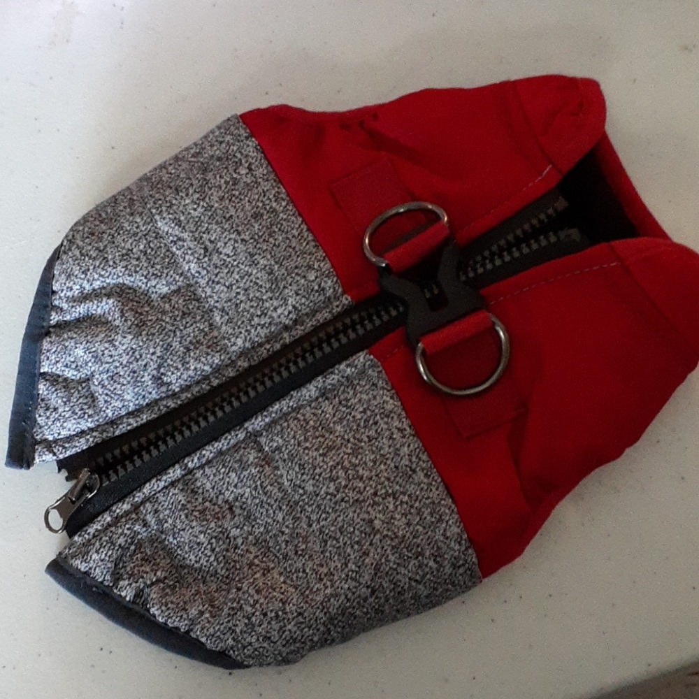 XS dog vest - red and grey
